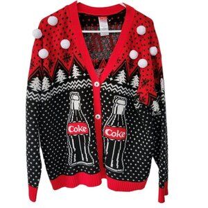 Coca-Cola Ugly Christmas Cardigan XL “It’s the Real Thing” Bottles Polar Bears